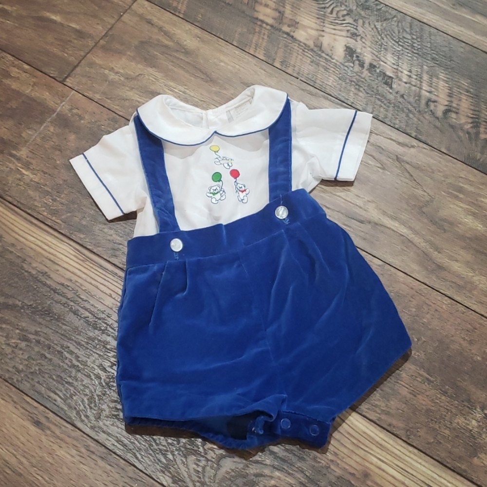 Baby boy size 3-6 mns velvet Christmas overall.